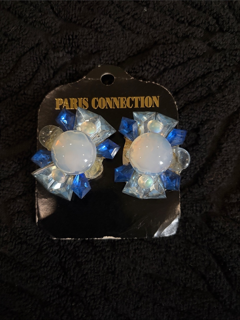 Blue Crystal Cluster Earrings
